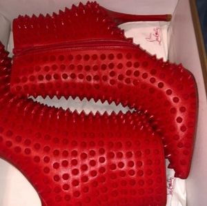 Christian Louboutin red spiked boots!!